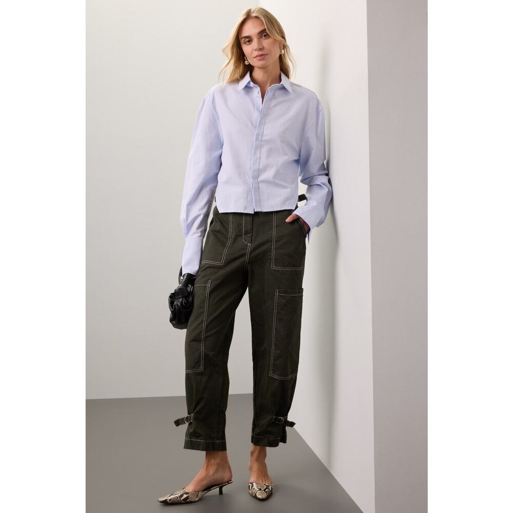 Ashley Park x RTR Olive Green Straight Leg Twill Cargo Pants Size 8 - Picture 2 of 13